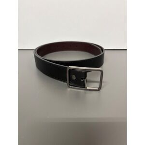 Mens Black Bonded Leather Dress Belt Gunmetal Buckle Size Large GE100140302